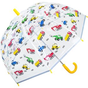 Childrens digger and dump truck themed umbrella for kids.