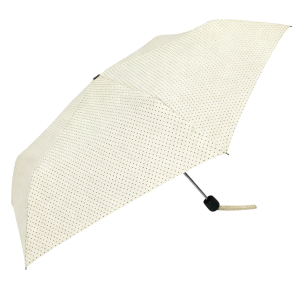 Off White and Black Polka Dot Print Umbrella (32113)