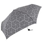 Black and white geometric patterned umbrella for light rain.