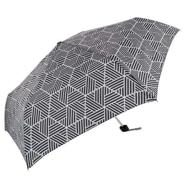 Black and white geometric patterned umbrella for light rain.