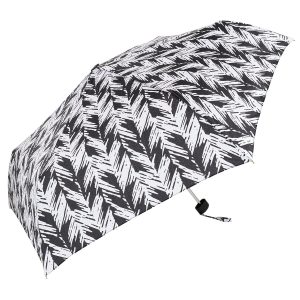 Black and white herringbone pattern umbrella for rain protection.
