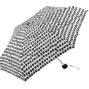 Black and white patterned compact umbrella for travel and everyday use.